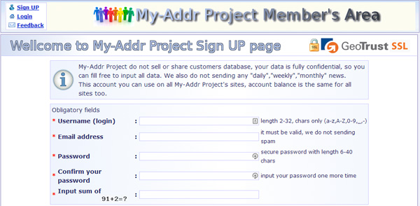 My-Addr Signup