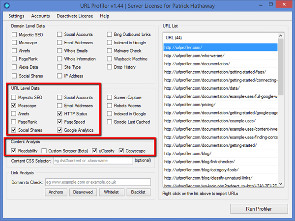 Combining Screaming Frog Data with URL Profiler Data