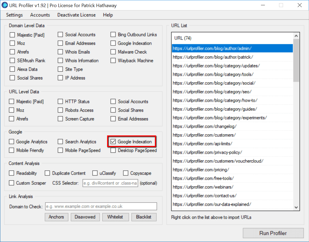 How To Use The Google Indexation Checker URL Profiler