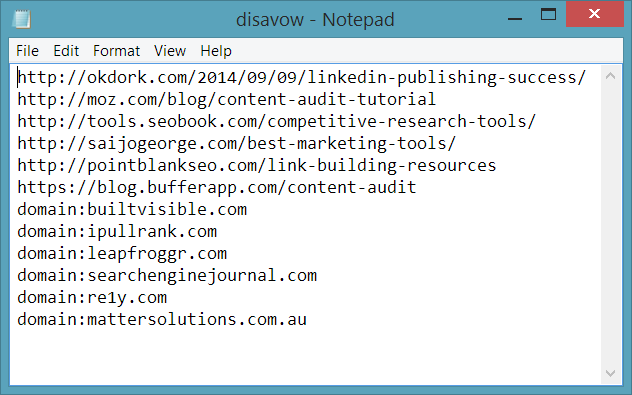 Disavow File Notepad