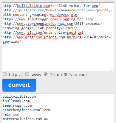 Trim URLs to Root Domain