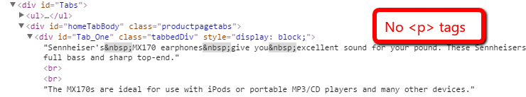 No Paragraph tags